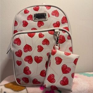 Madden Girl valentines Red Hearts print mini backpack with wallet